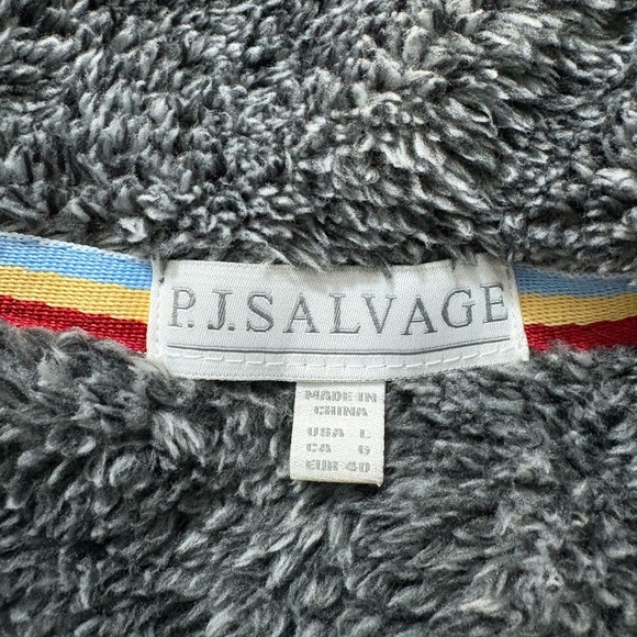 P.J. Salvage Cozy Gray 1/4 Zip Faux Fur  with Marled Texture Pullover Loungewear - Picture 5 of 12